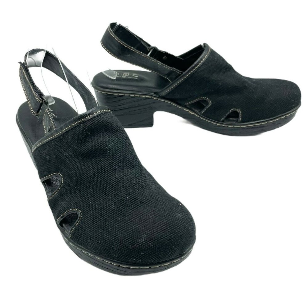 B.O.C. Women Clogs Fabric Black 9 M Ankle Strap Fabric Adj Strap Comfort Shoes